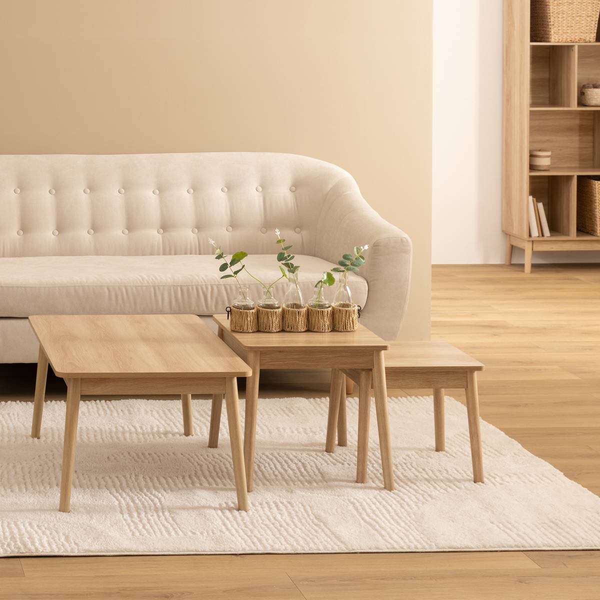 Tables gigognes, beige Abana