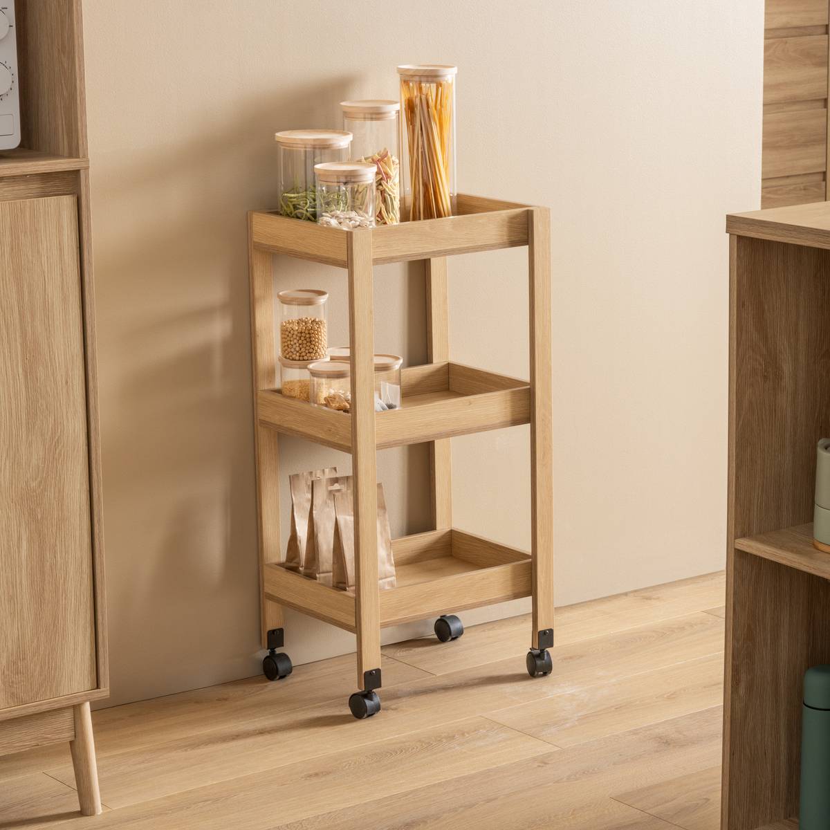 Desserte 3 niveaux, beige Abana