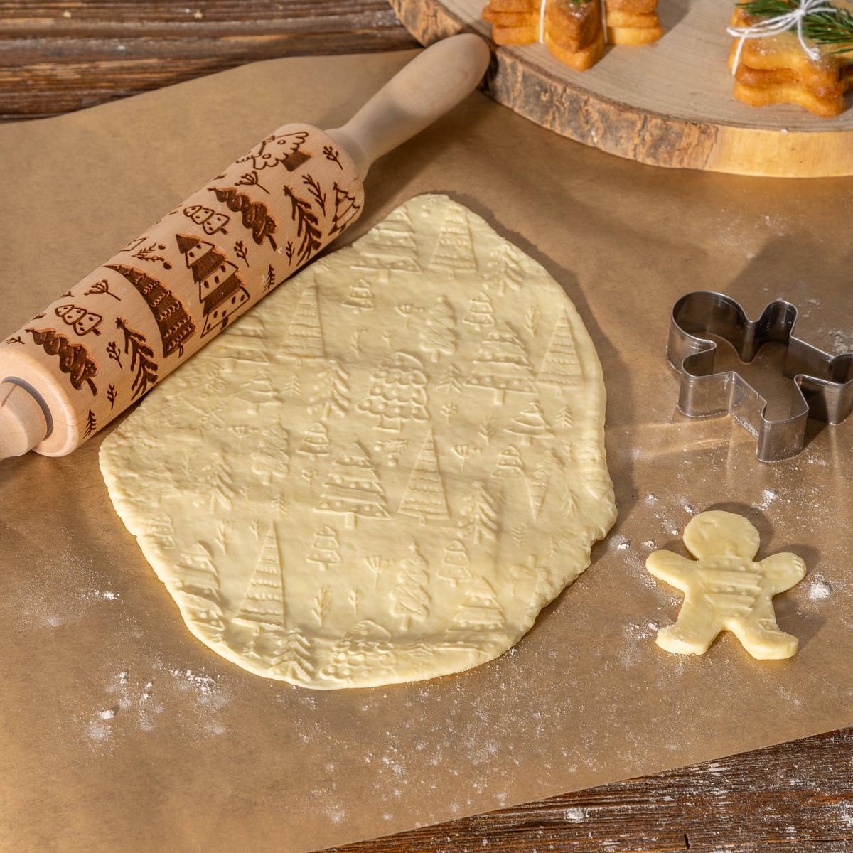Rouleau à patisserie, l.35,5 cm, beige Noël