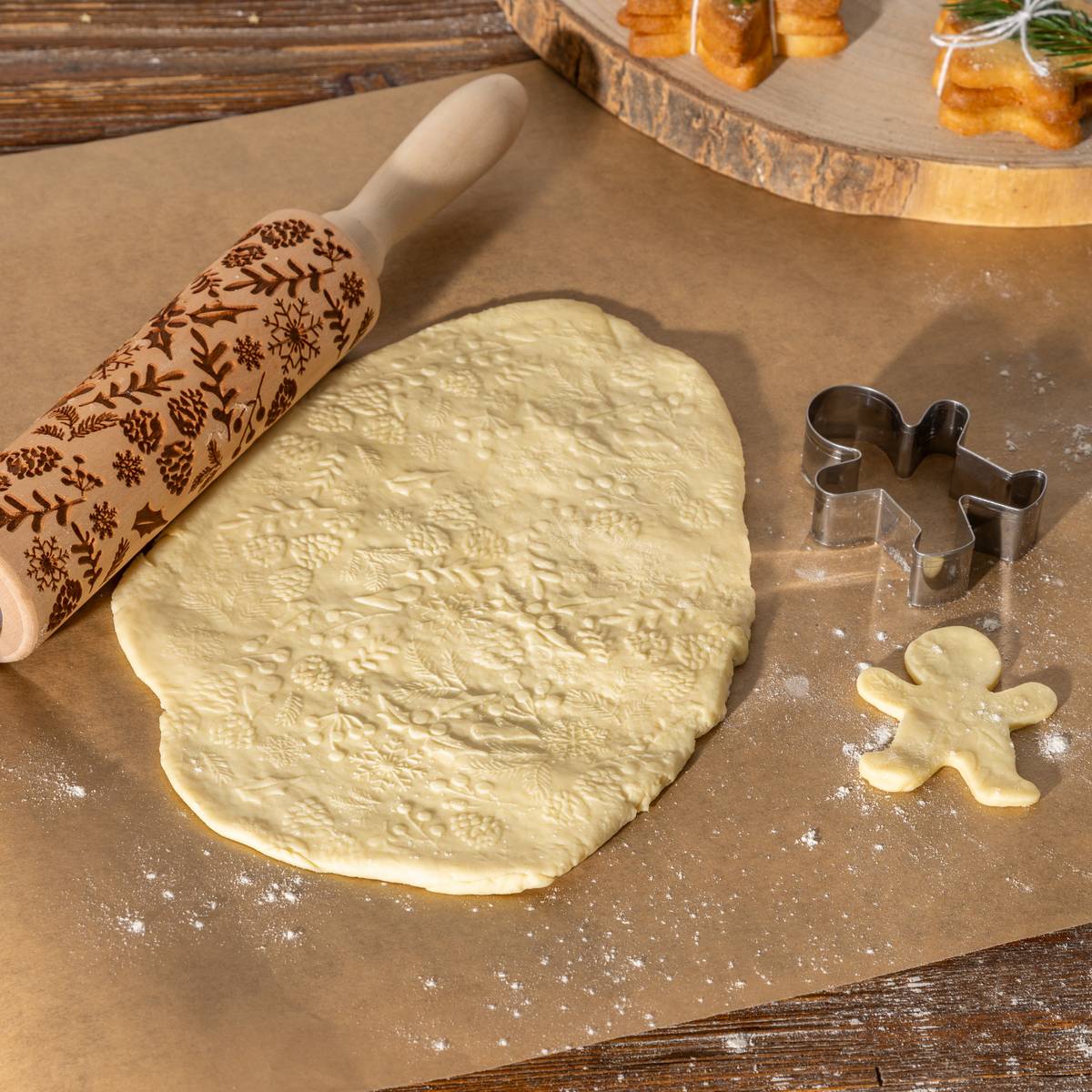 Rouleau à patisserie, l.35,5 cm, beige Noël