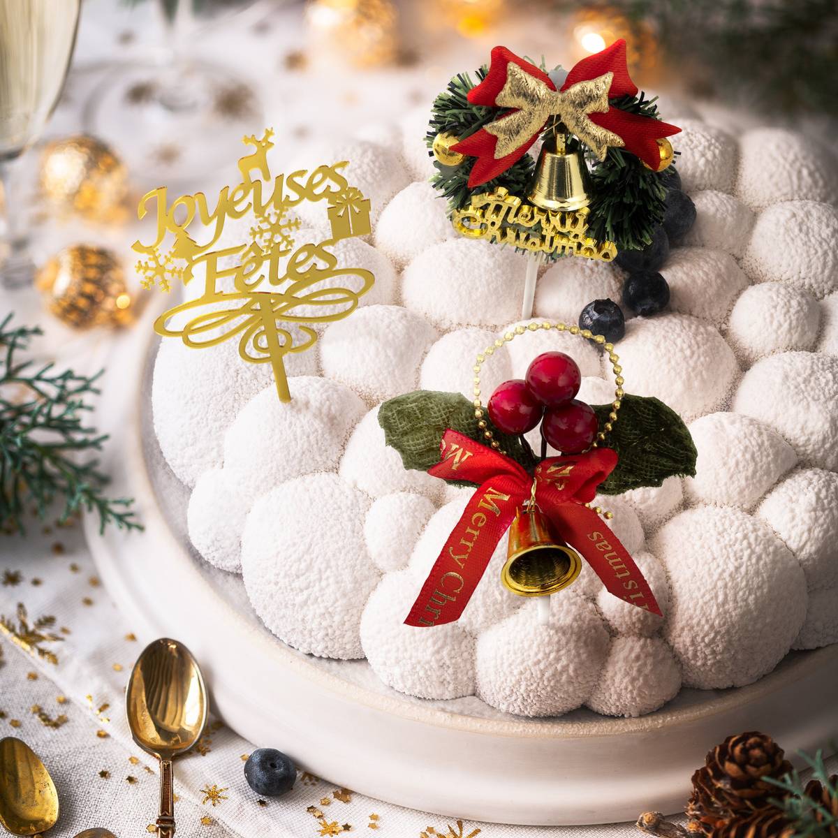 Lot de 4 décorations pâtisserie Noël