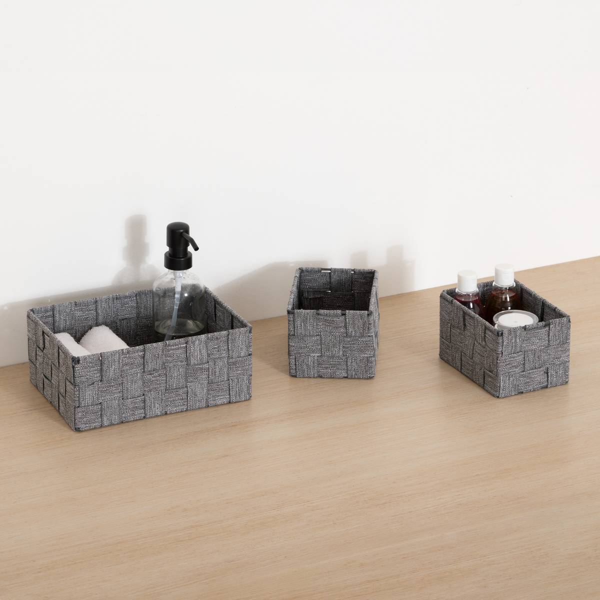 Panier, 3 produits, gris