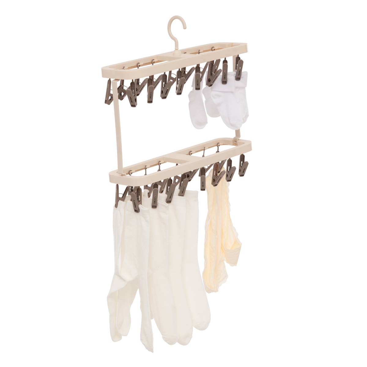 Séchoir double, 32 pinces, beige