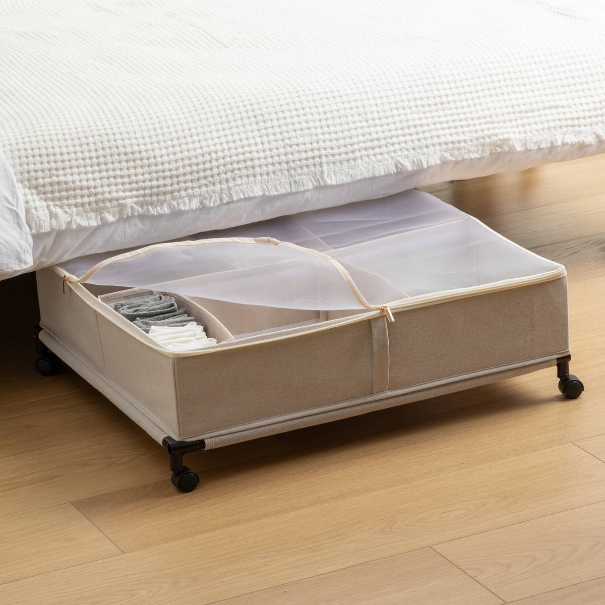 Housse de rangement sous lit, l.66 cm, beige