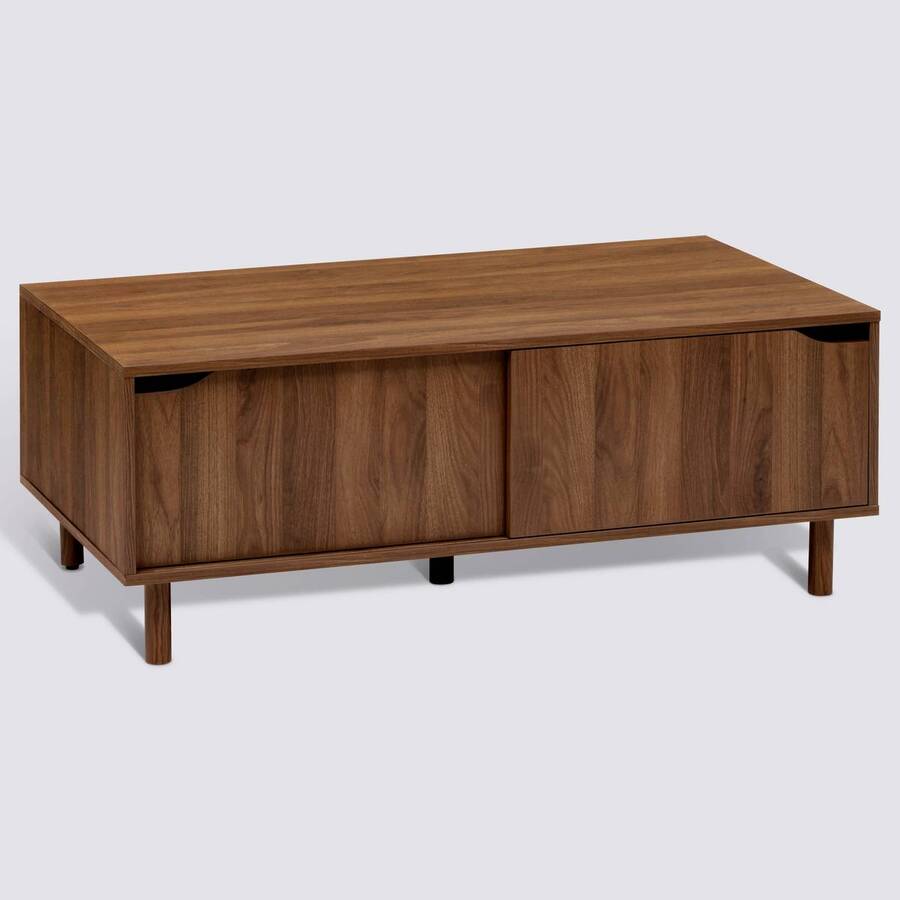 Table basse, 2 portes, marron Slidy
