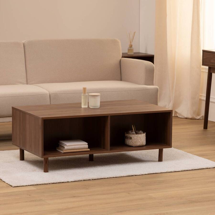 Table basse, 2 portes, marron Slidy