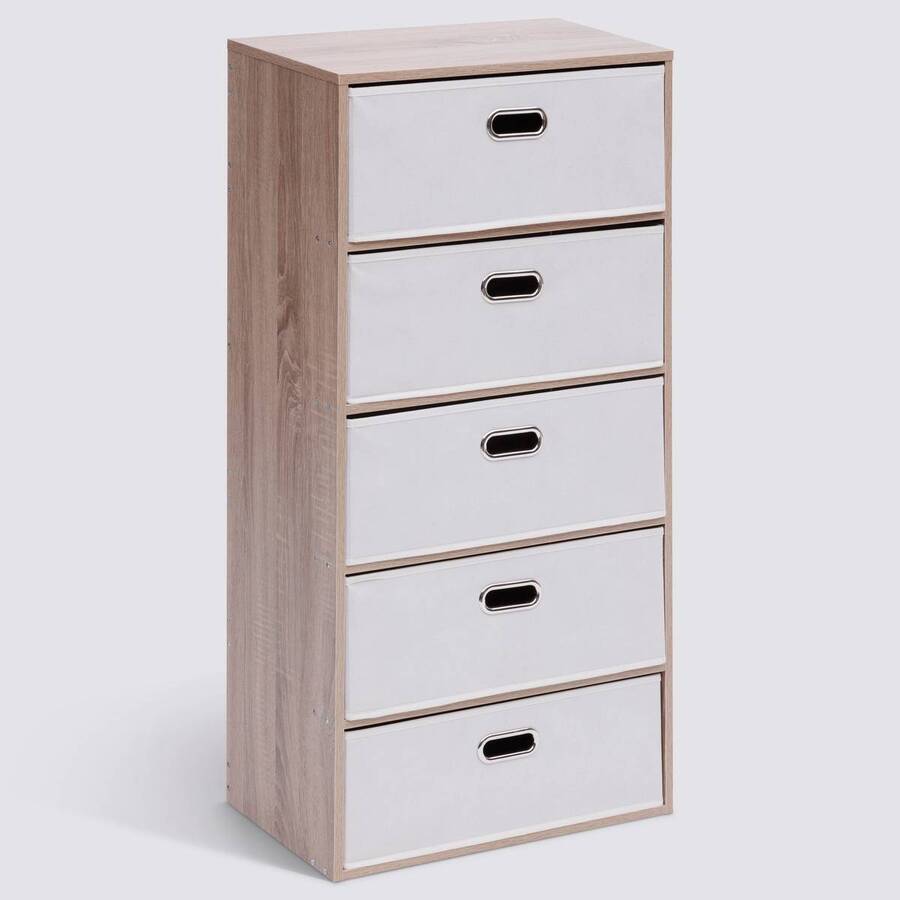 Commode 5 tiroirs, beige Dress up