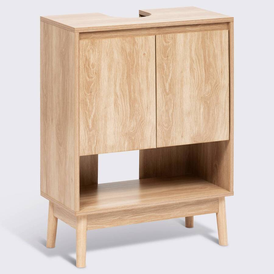 Meuble sous-lavabo 2 portes, beige Abana