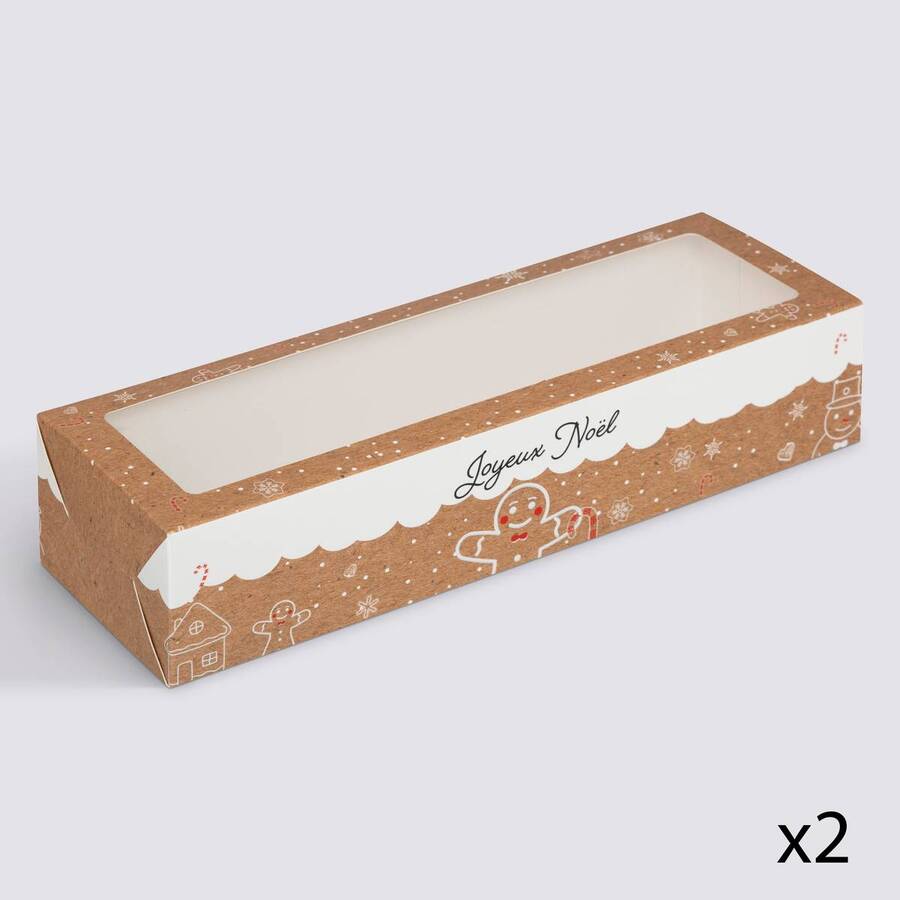 Lot de 2 boîtes à gâteaux, beige Noël