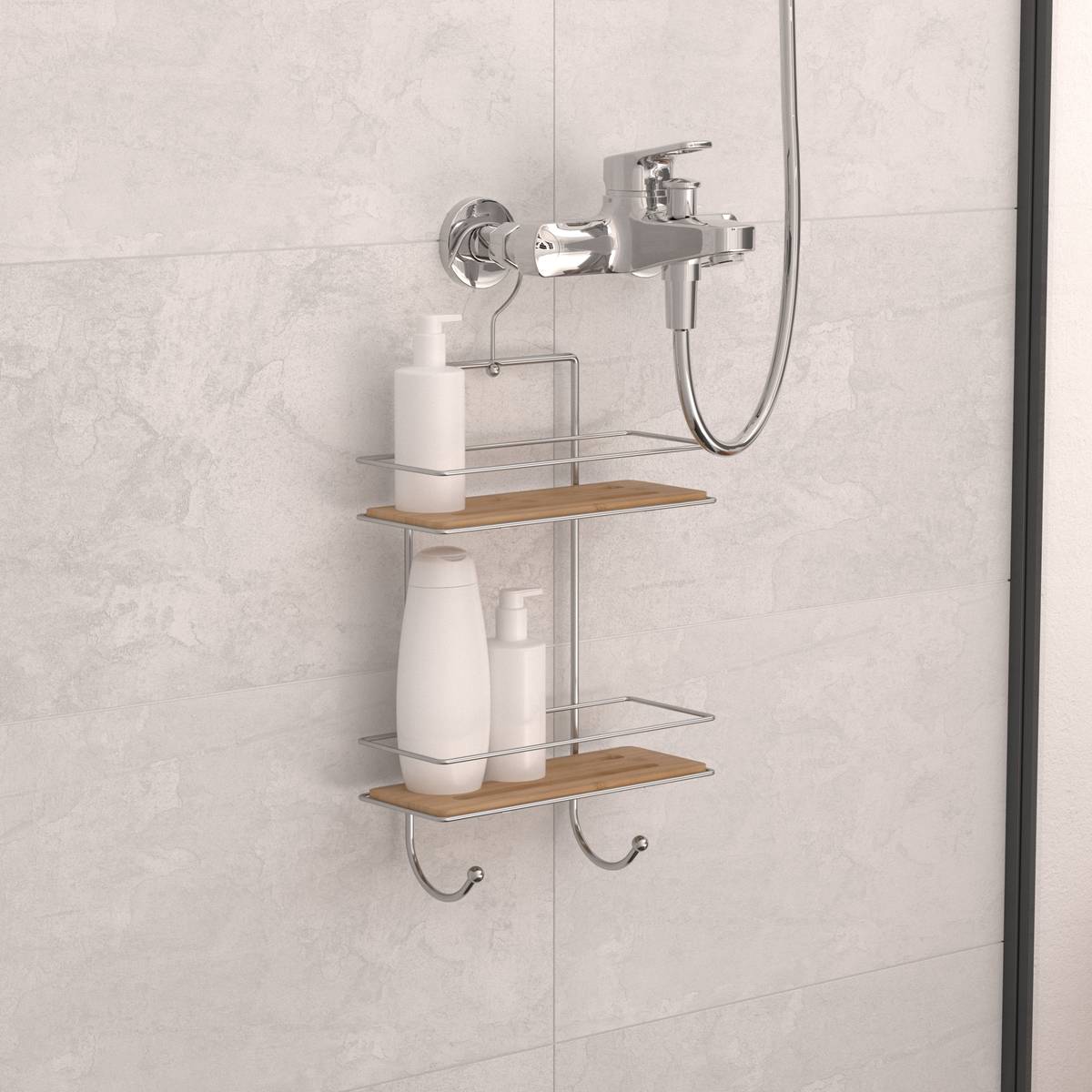 Serviteur de douche 2 niveaux, argenté