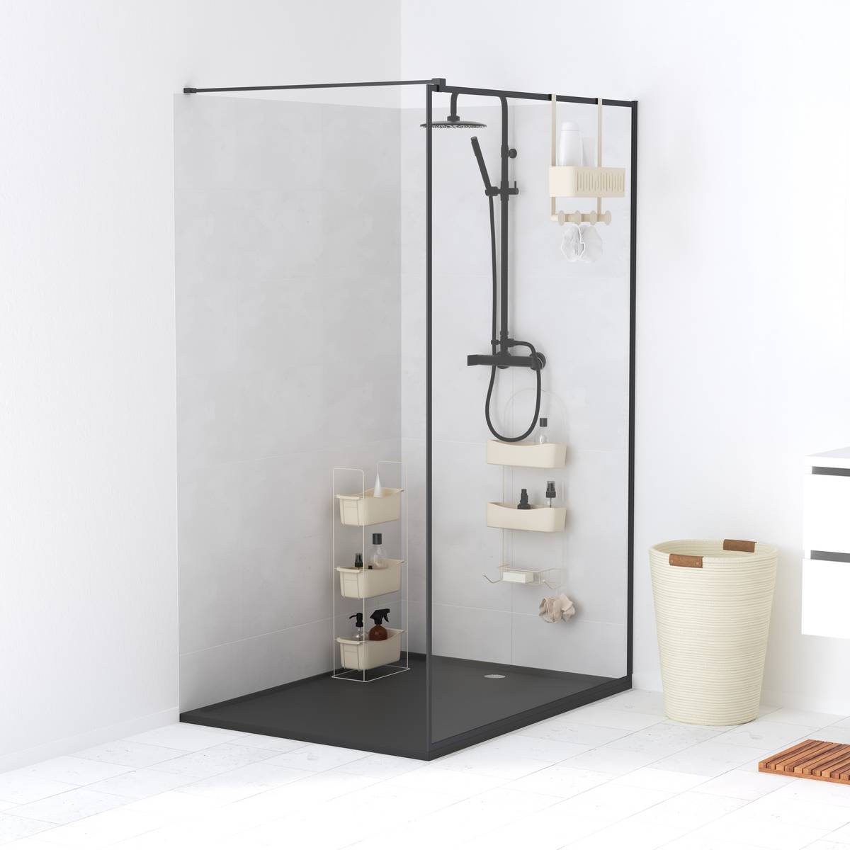 Serviteur de douche 4 crochets, beige Easy bath