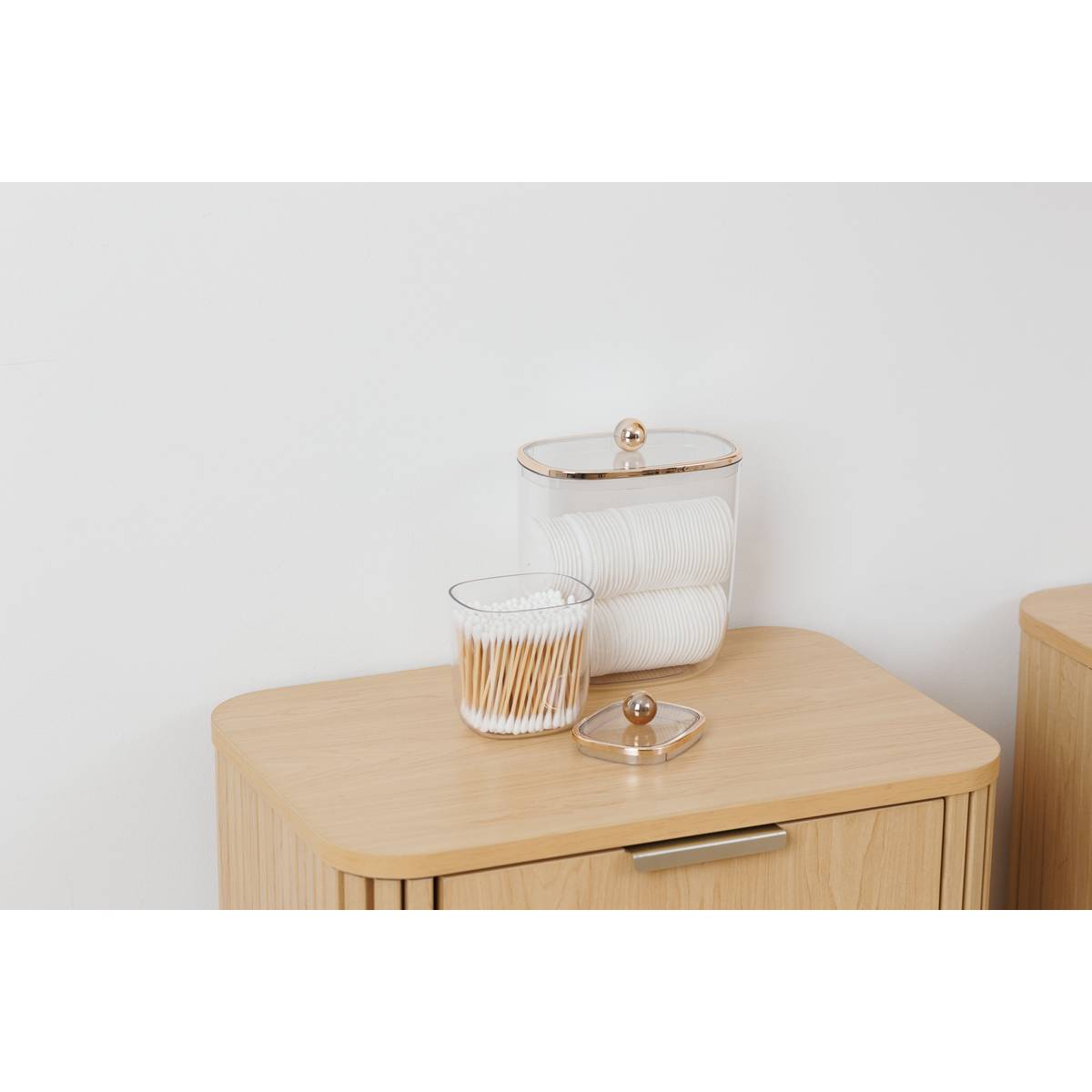 Boîte à cotons et cotons-tiges, l.8,9 cm, transparent Sara