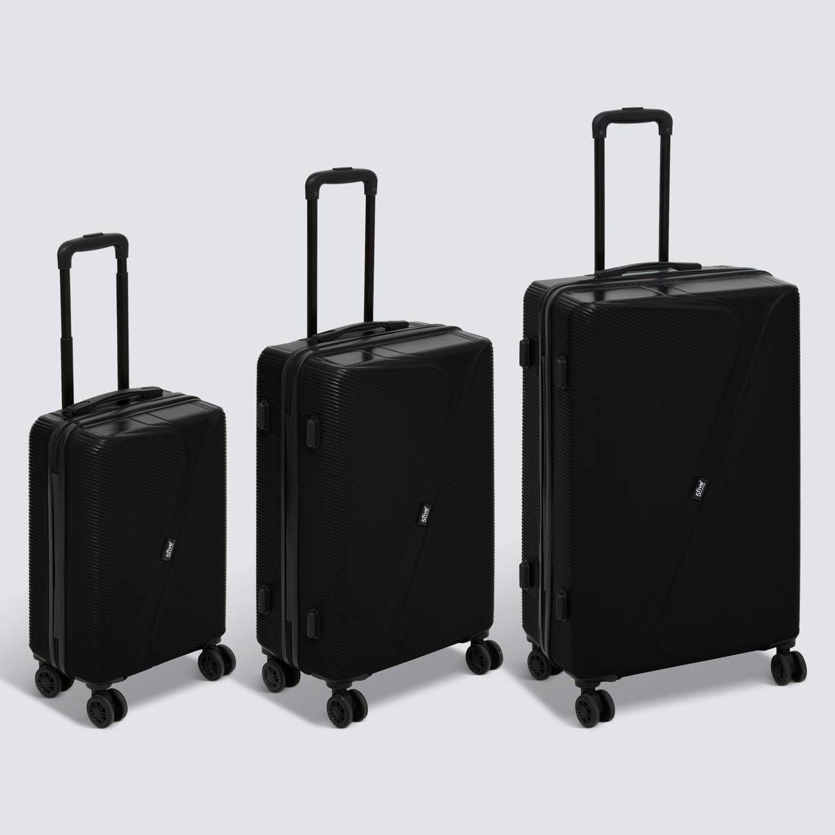 Lot de 3 valises 8 roues, h.77/67/55 cm, noir