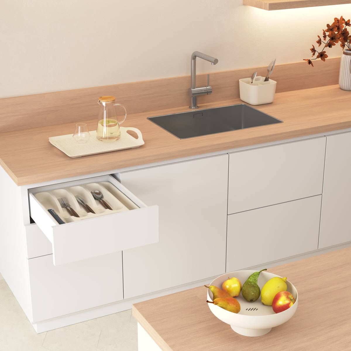 Corbeille à fruits 2,5 l, beige Poly