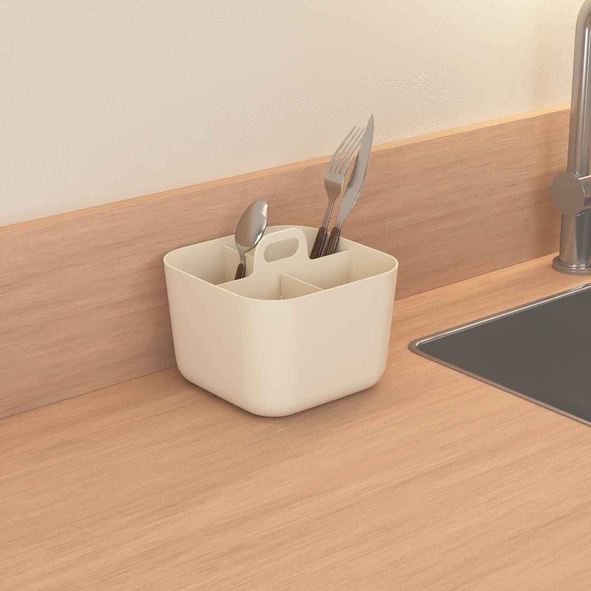 Organiseur, 16,5x16,5x15 cm, beige Poly