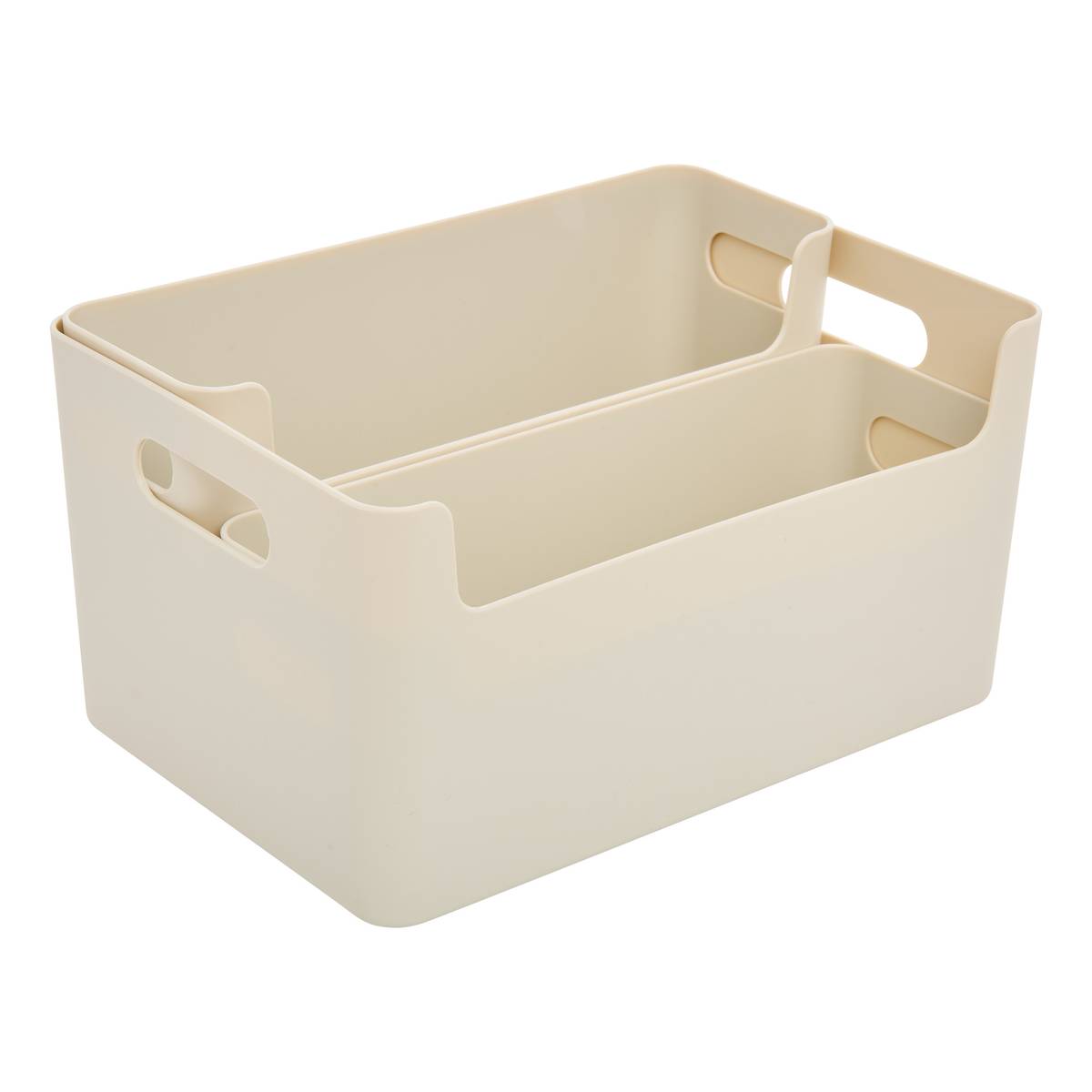 Lot de 3 organiseurs, l.20/25/35 cm, beige