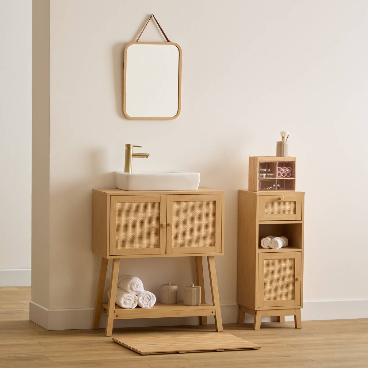 Meuble bas, 1 portes, 1 étagères Cane