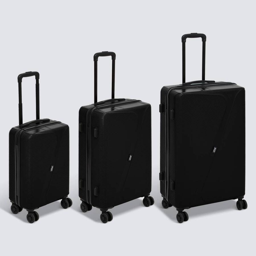Lot de 3 valises 8 roues, h.77/67/55 cm, noir