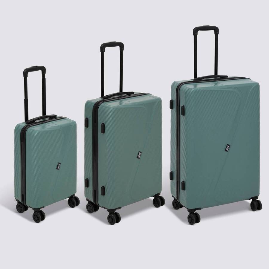 Lot de 3 valises 8 roues, h.77/67/55 cm, vert