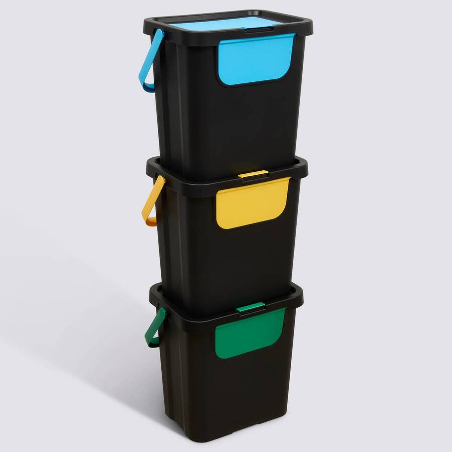 Lot de 3 poubelles, manuel, 24 l