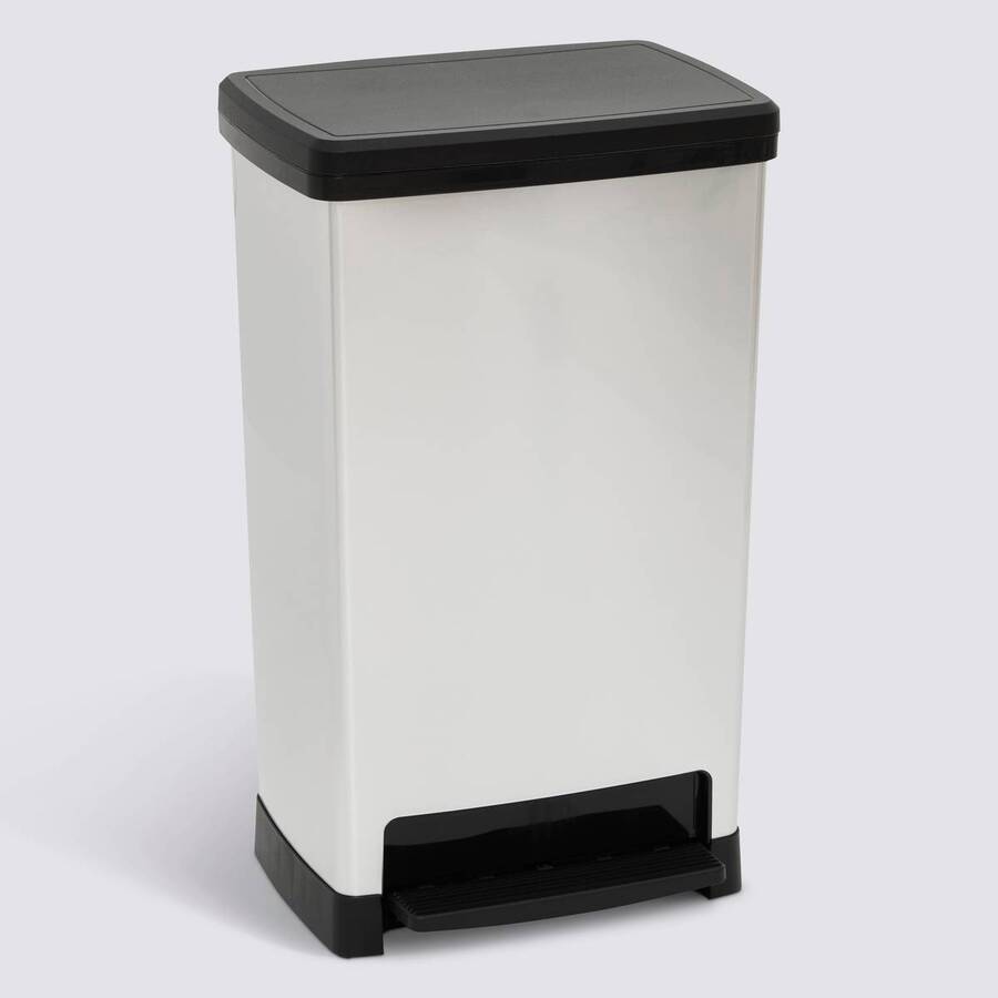 Poubelle, pédale, 50 l, argent