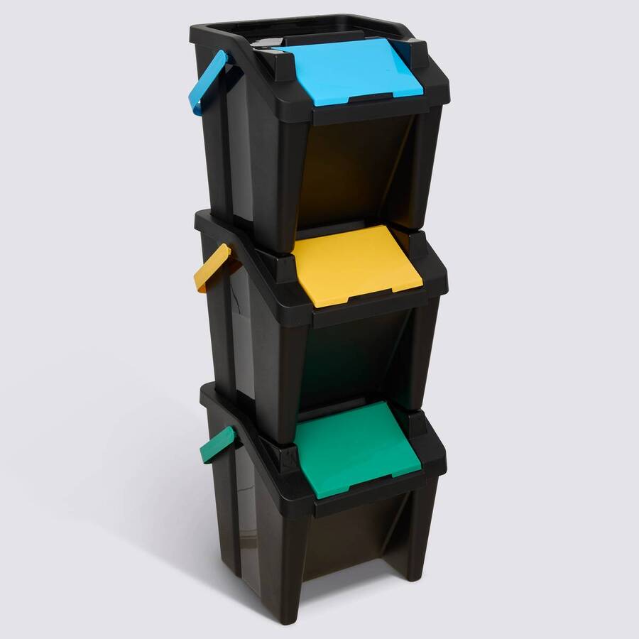 Poubelle, manuel, 30 l, noir
