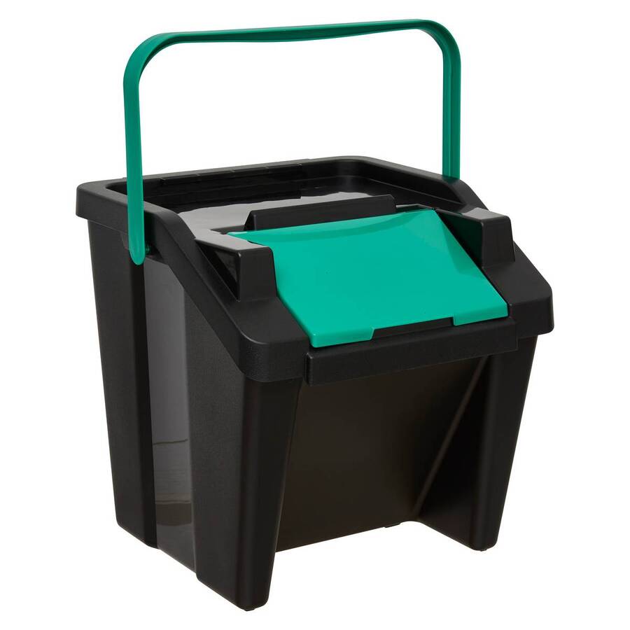 Poubelle, manuel, 30 l, noir