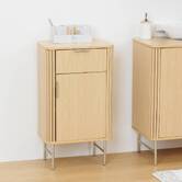 Meuble de salle de bain 1 porte, beige Liora