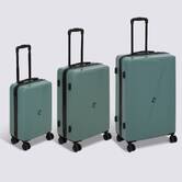 Lot de 3 valises 8 roues, h.77/67/55 cm, vert