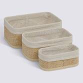 Lot de 3 organiseurs, l.20/25/35 cm, beige Stemy