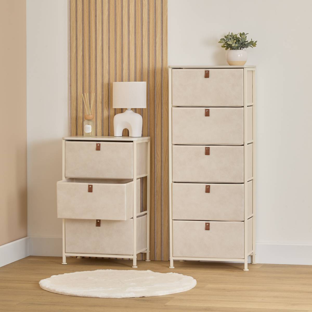 Tour de rangement, 3 tiroirs, argile Tissa