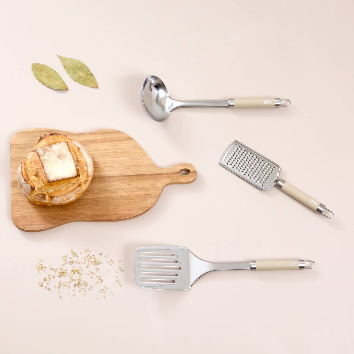 Spatule, inox, beige Solstice