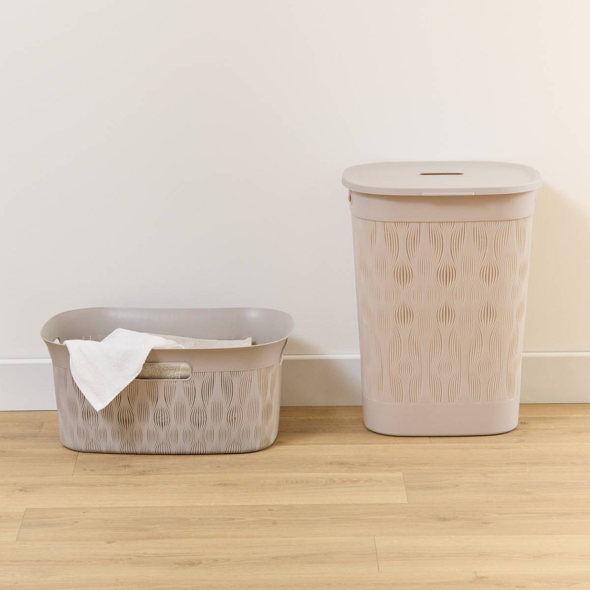 Corbeille à linge, 40 l, beige Leaf