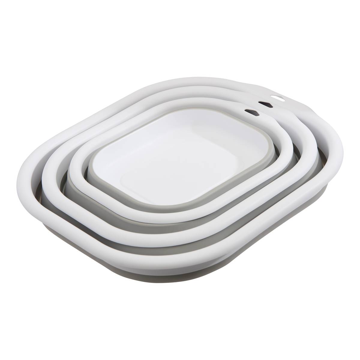 Lot de 3 bassines rétractables, 3/5/10l, gris Retract