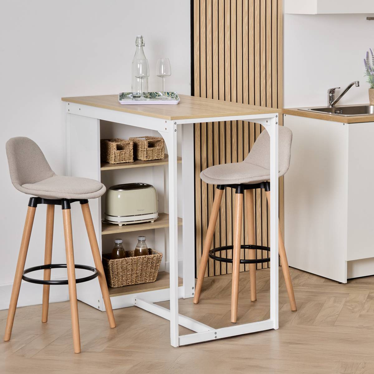 Table de bar, 2 places, blanc Eat up