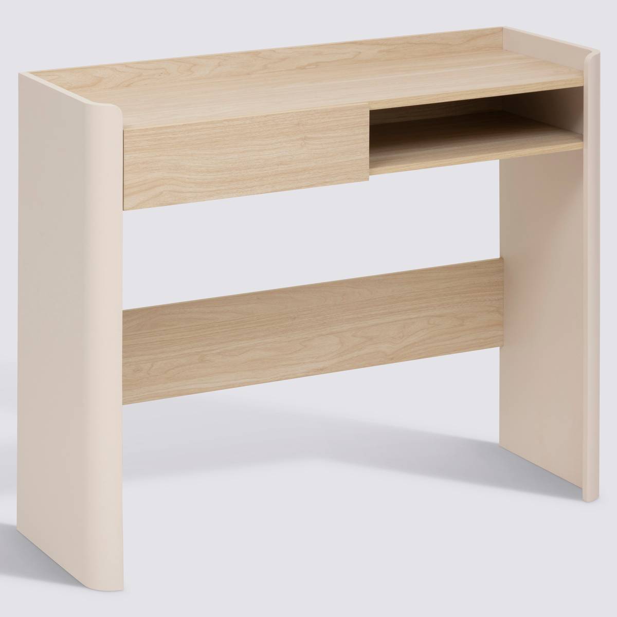 Console, 1 tiroir, effet bois, argile Roundy