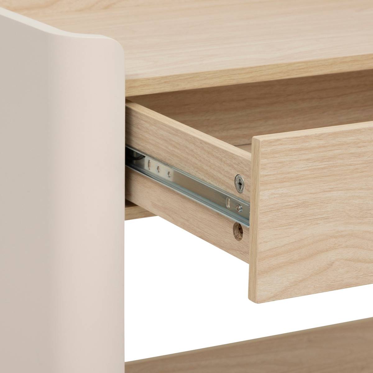Console, 1 tiroir, effet bois, argile Roundy