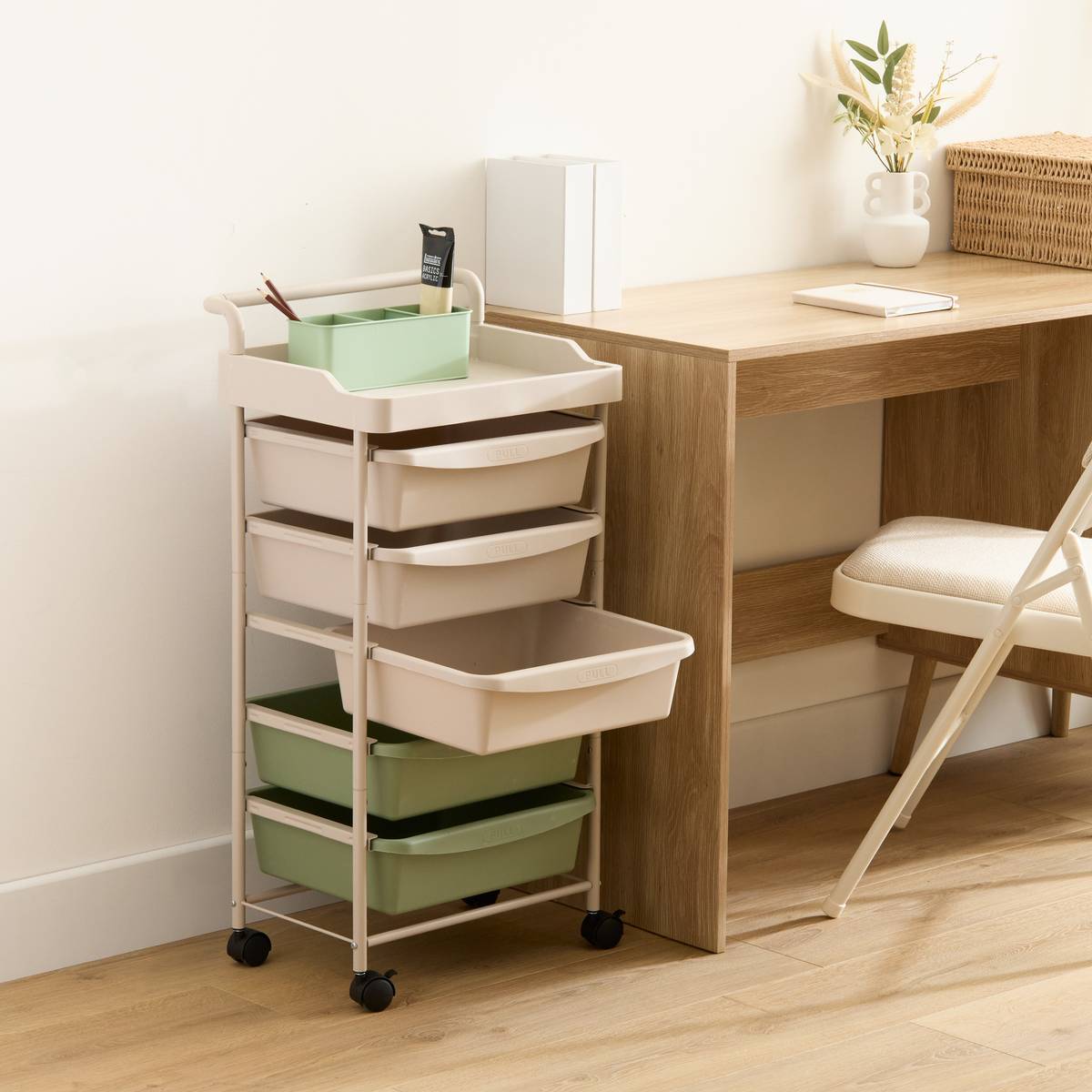 Tour 6 niveaux, beige / vert Deskolor