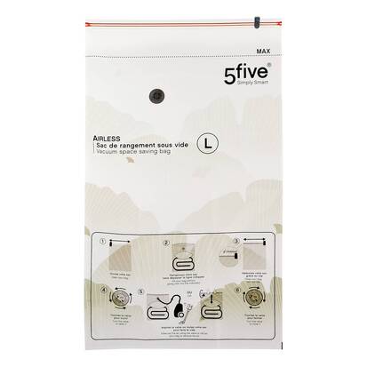 Lot de 5 sacs compresseurs, l.59/80/120 cm, transparent Airless