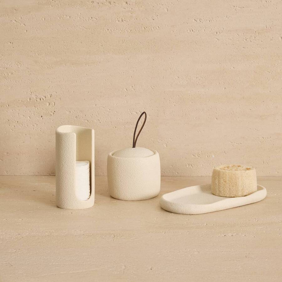 Pot à cotons, beige Oleya