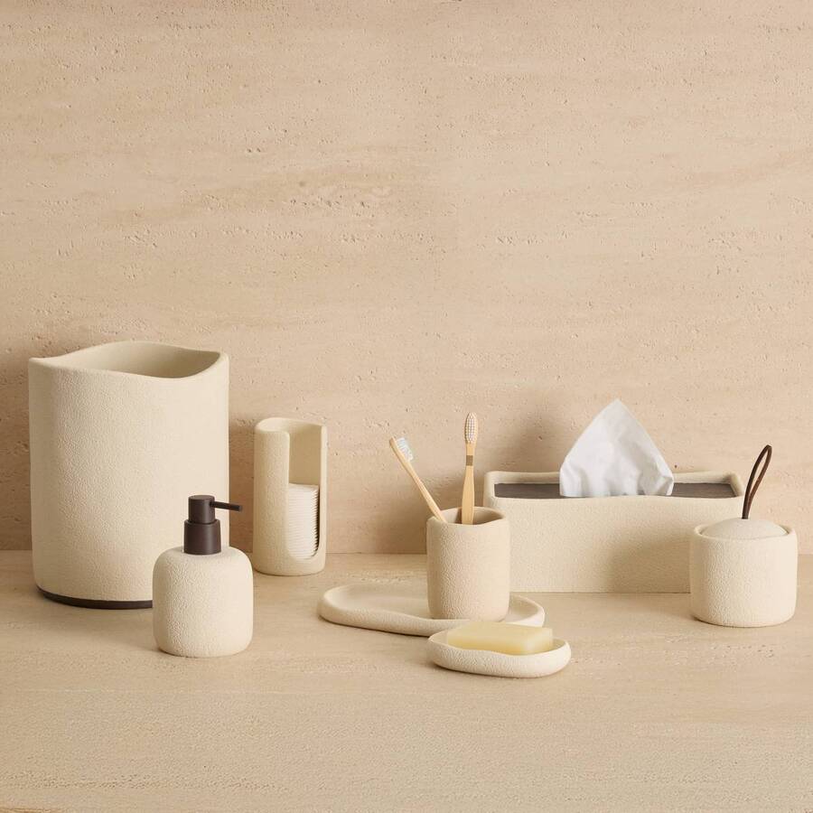Pot à cotons, beige Oleya