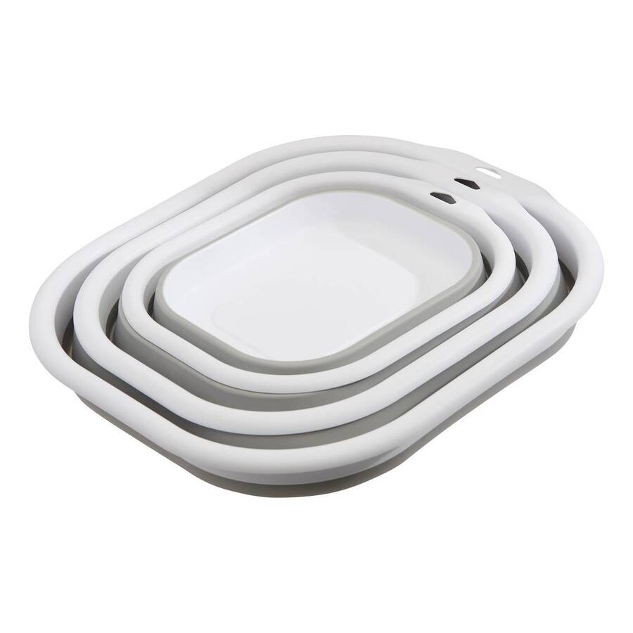 Lot de 3 bassines rétractables, 3/5/10l, gris Retract