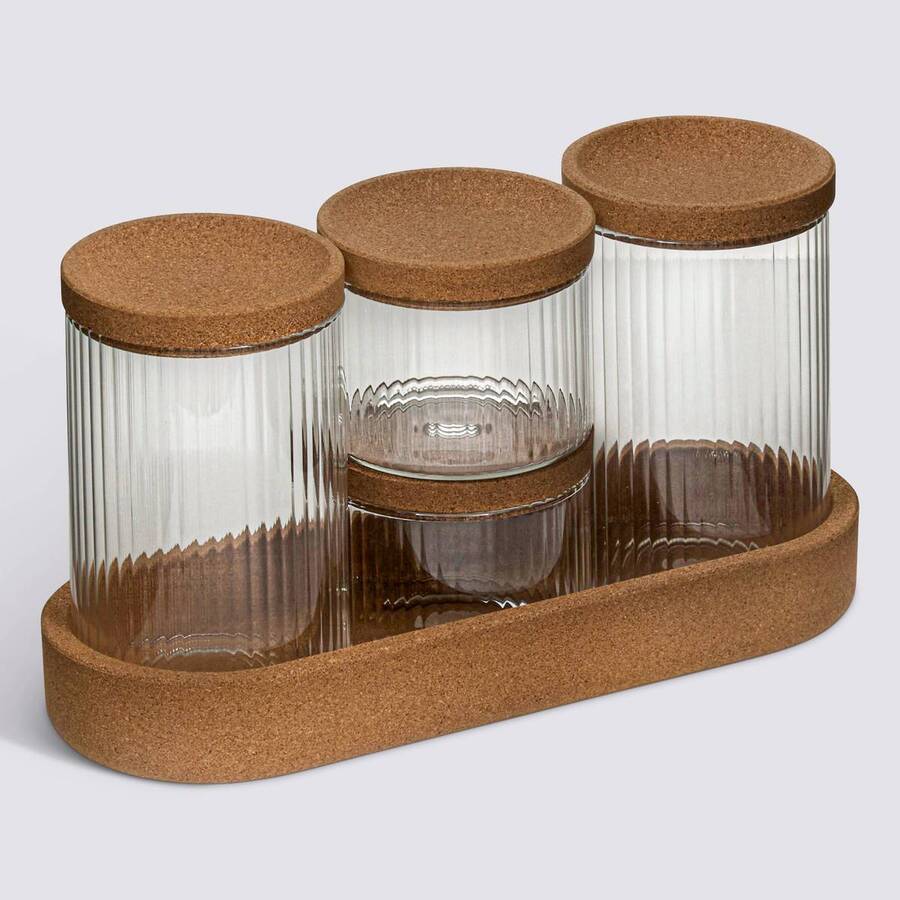 Lot de 4 organiseurs en verre avec support
