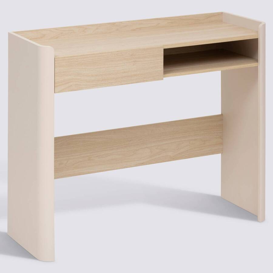 Console, 1 tiroir, effet bois, argile Roundy