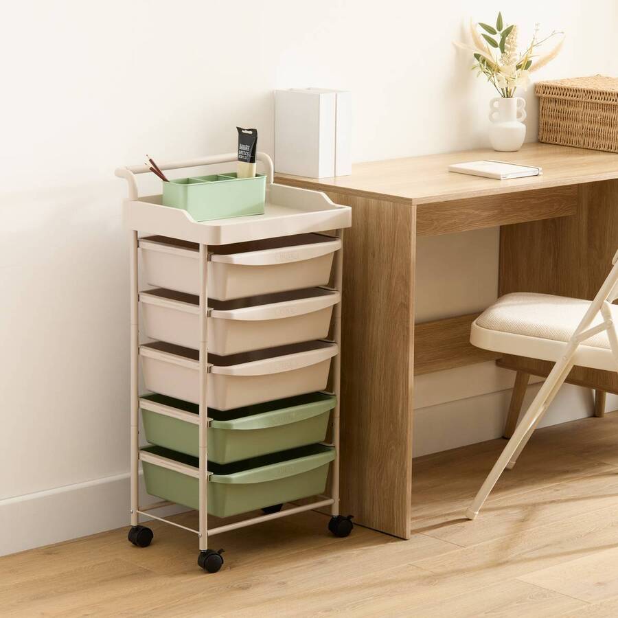 Tour 6 niveaux, beige / vert Deskolor