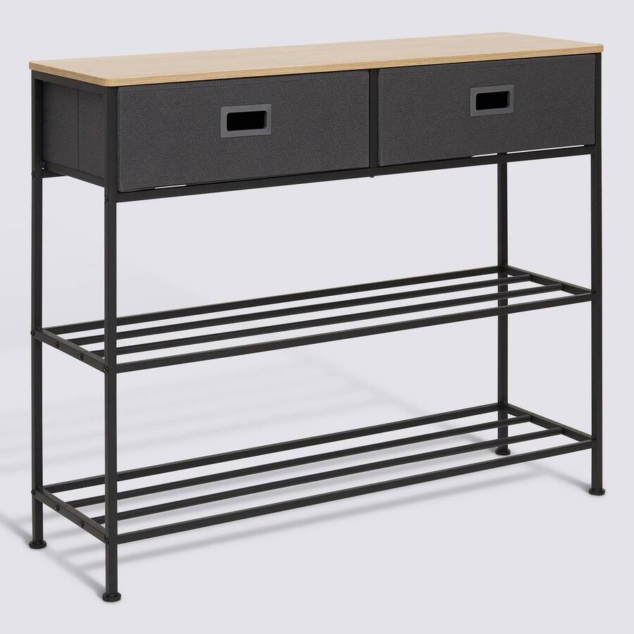 Console, 2 tiroirs, noir Tissa