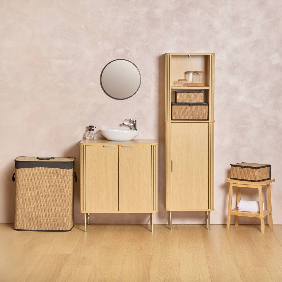 Set de 3 boîtes de rangement, l.25/30/35 cm, noir