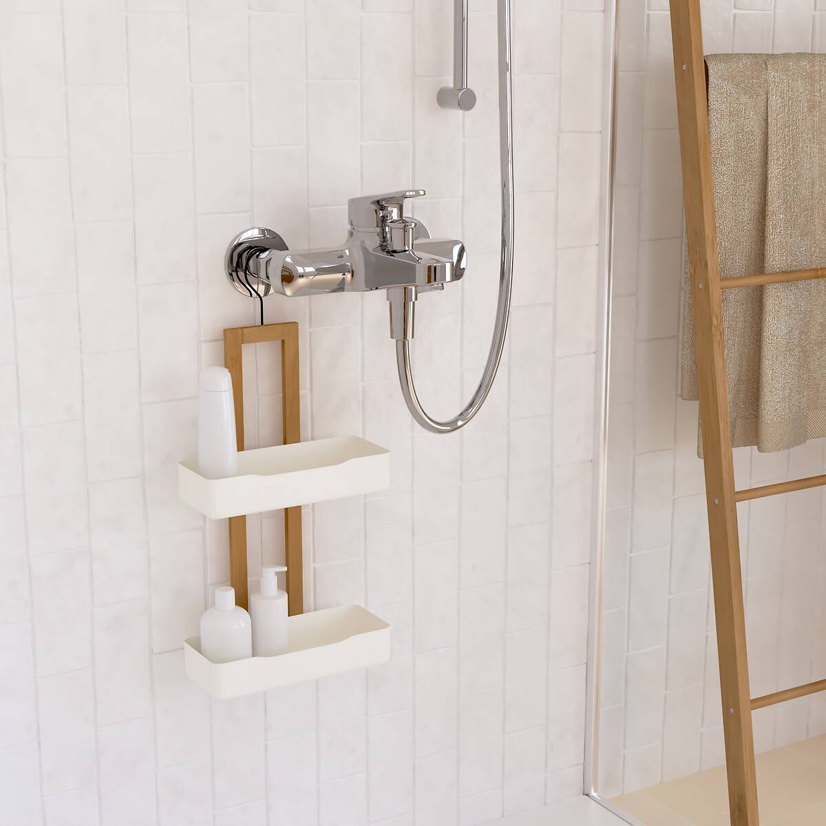 Serviteur de douche, 1 crochet, 2 niveaux, blanc Natureo
