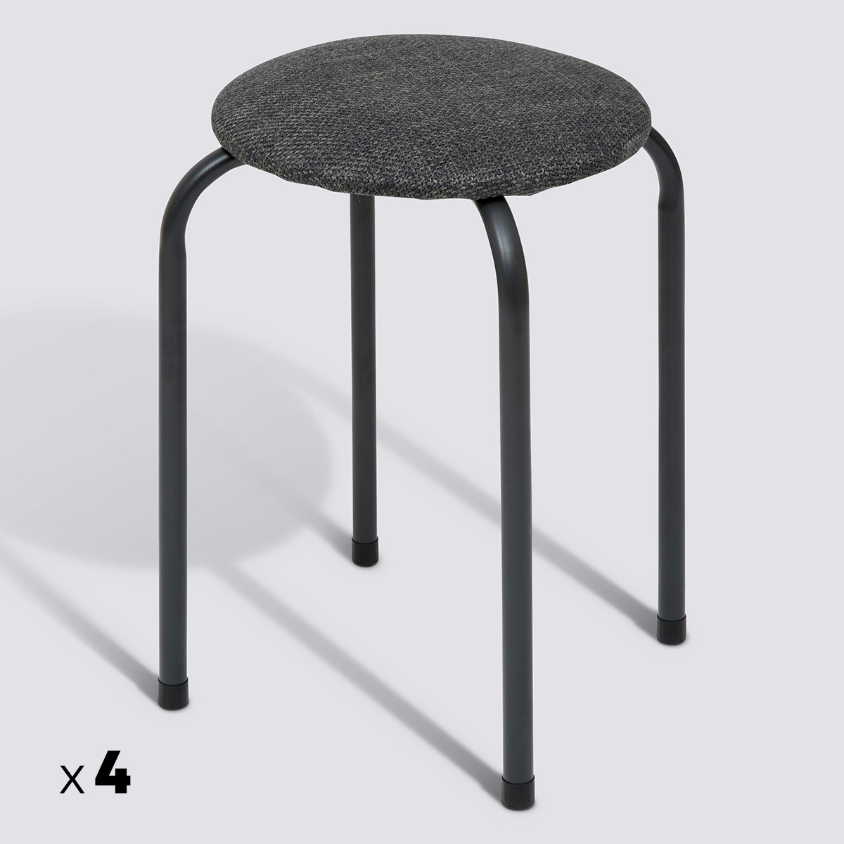 Lot de 4 tabourets empilables, gris Flexy +