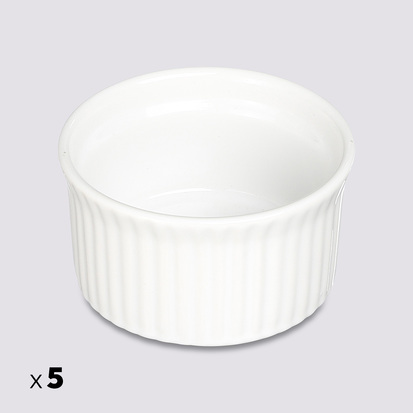 Lot de 5 ramequins, d.9 cm, céramique, blanc 